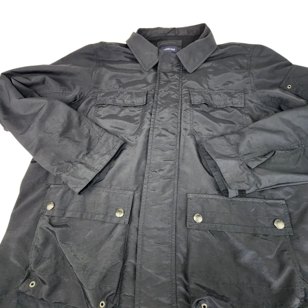 Lands' End Men's Black Jacket Lightweight Utility Large Rain Wind